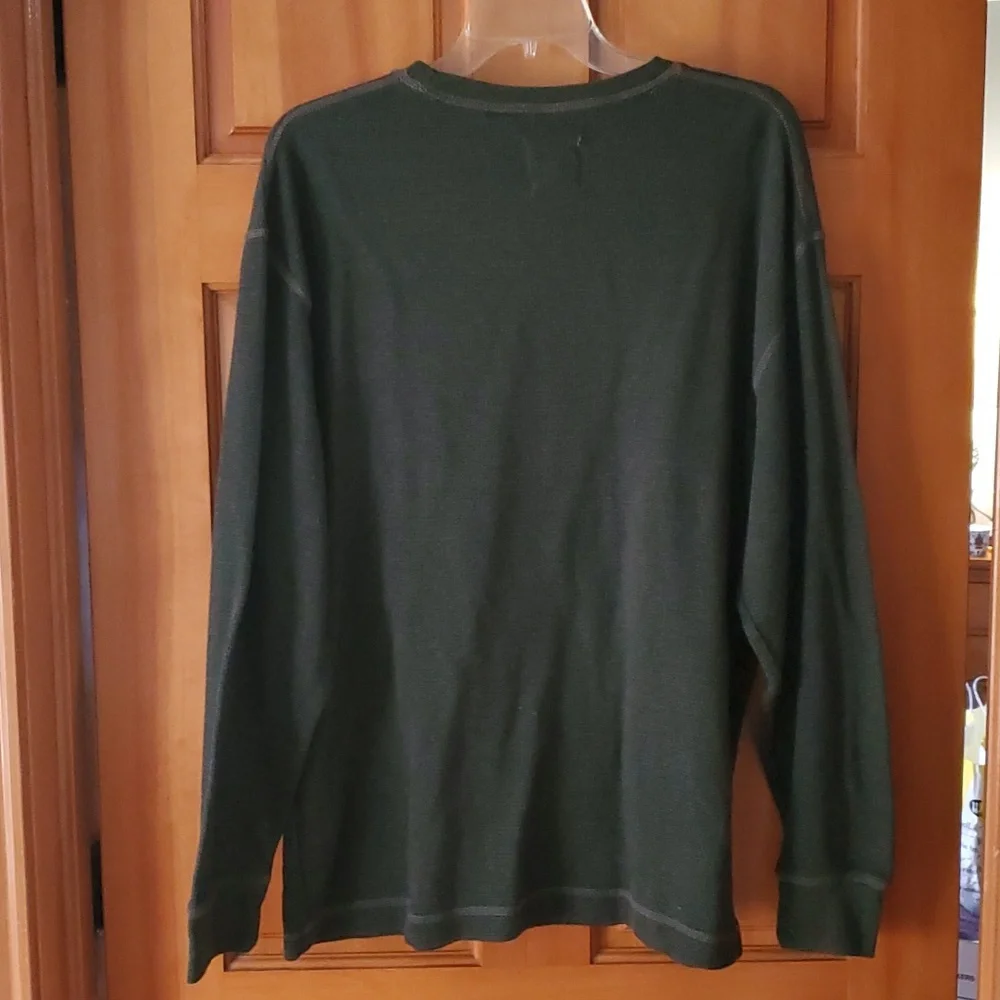 Red Head Brand Thermal Waffle Weave Long Sleeve‎ Forest Green Top Size Large